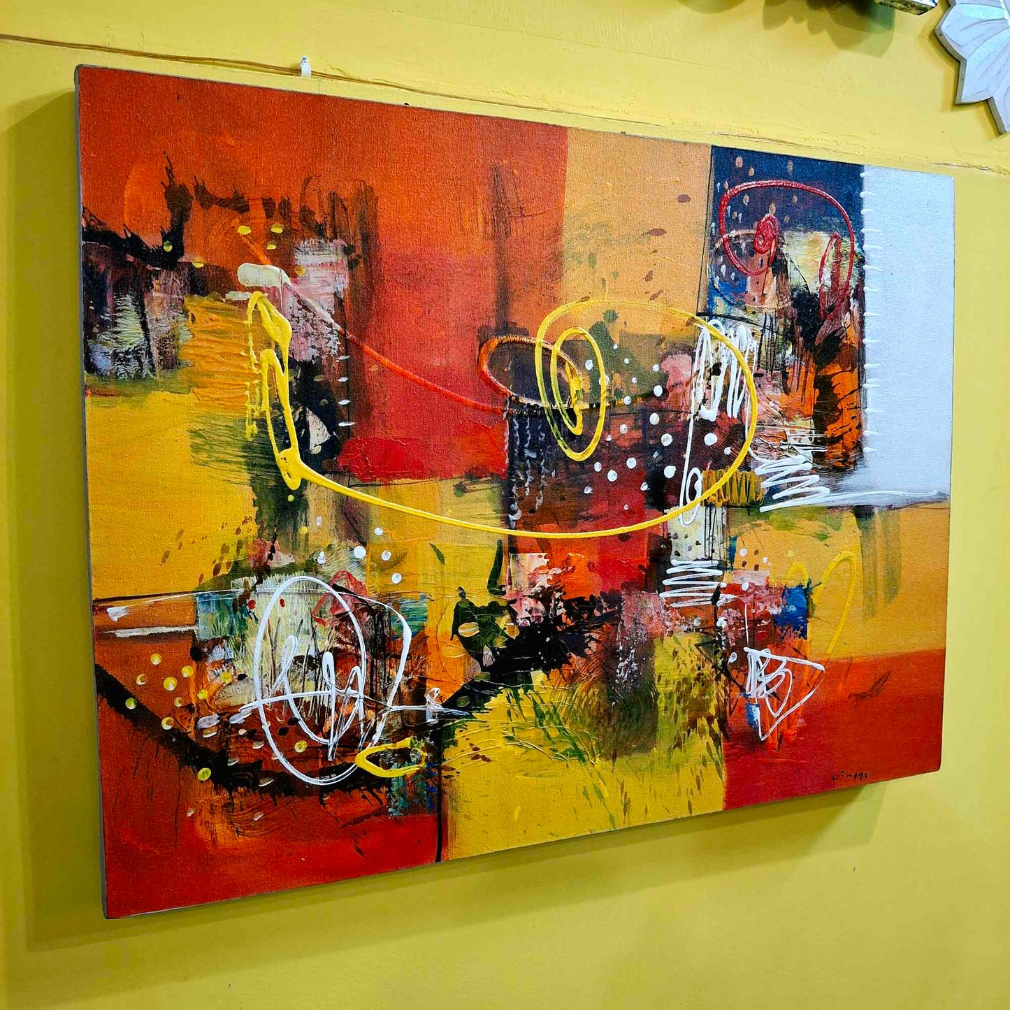 Quadro etnico artigianale geometria astratta