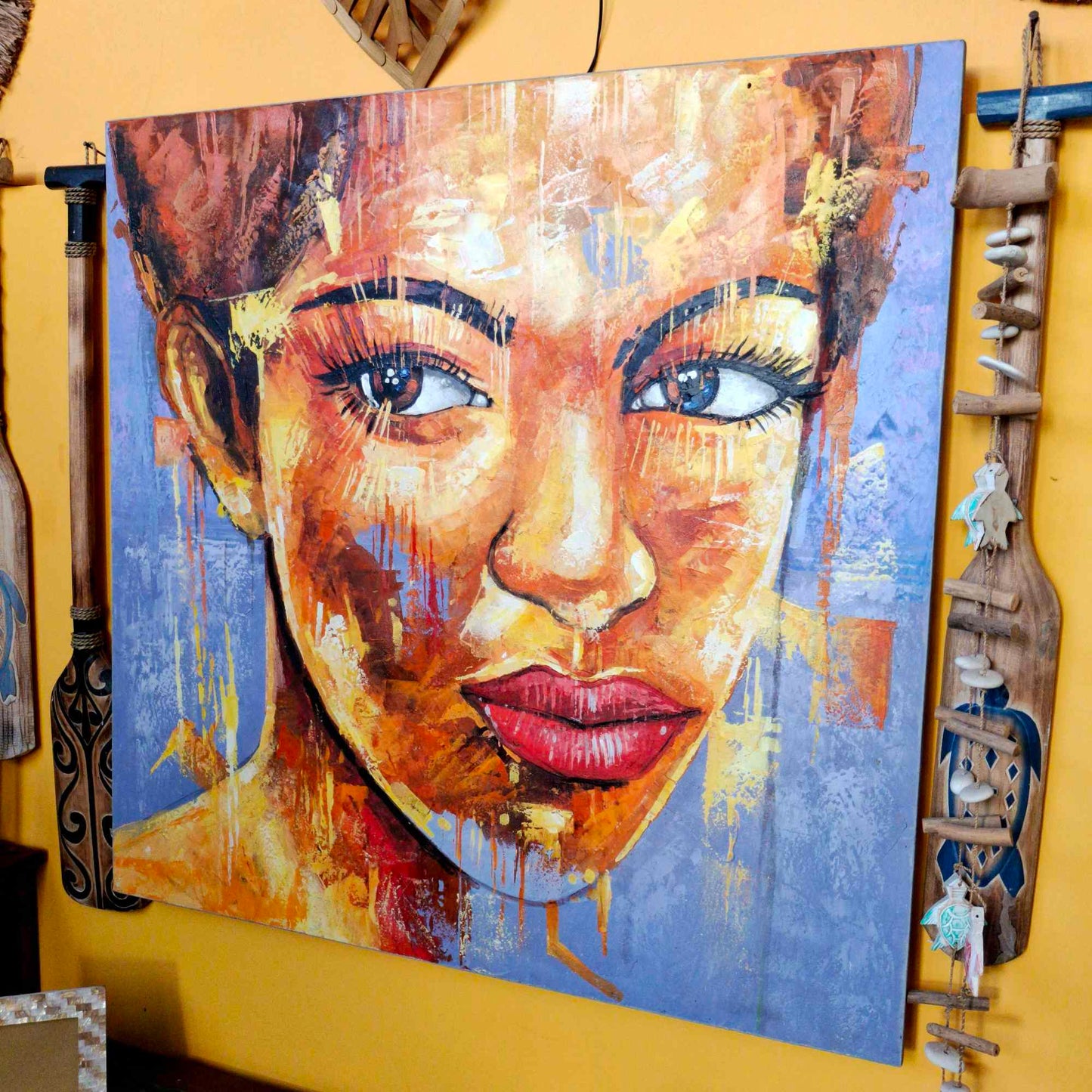 Quadro etnico artigianale ritratto di donna