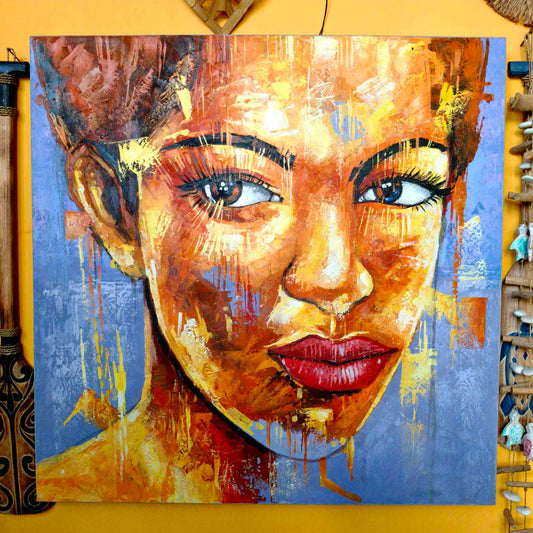 Quadro etnico artigianale ritratto di donna