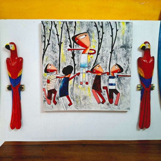 Quadro etnico acrilico su tela cubismo contemporaneo