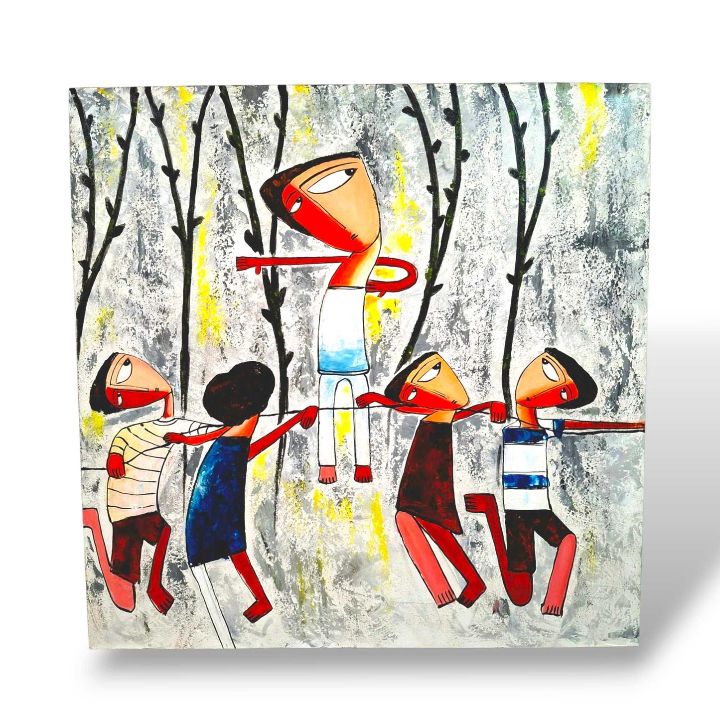 Quadro etnico acrilico su tela cubismo contemporaneo
