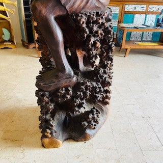 Fisherman statue in solid teak wood ethnic sculpture