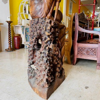 Fisherman statue in solid teak wood ethnic sculpture