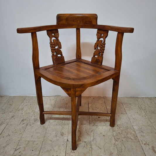 Sedia etnica in teak con intagli floreali - ETNICBAY