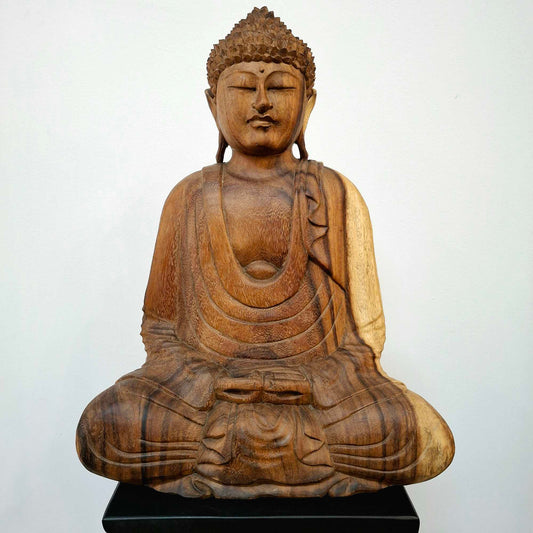 Statuetta Buddha legno suar in meditazione