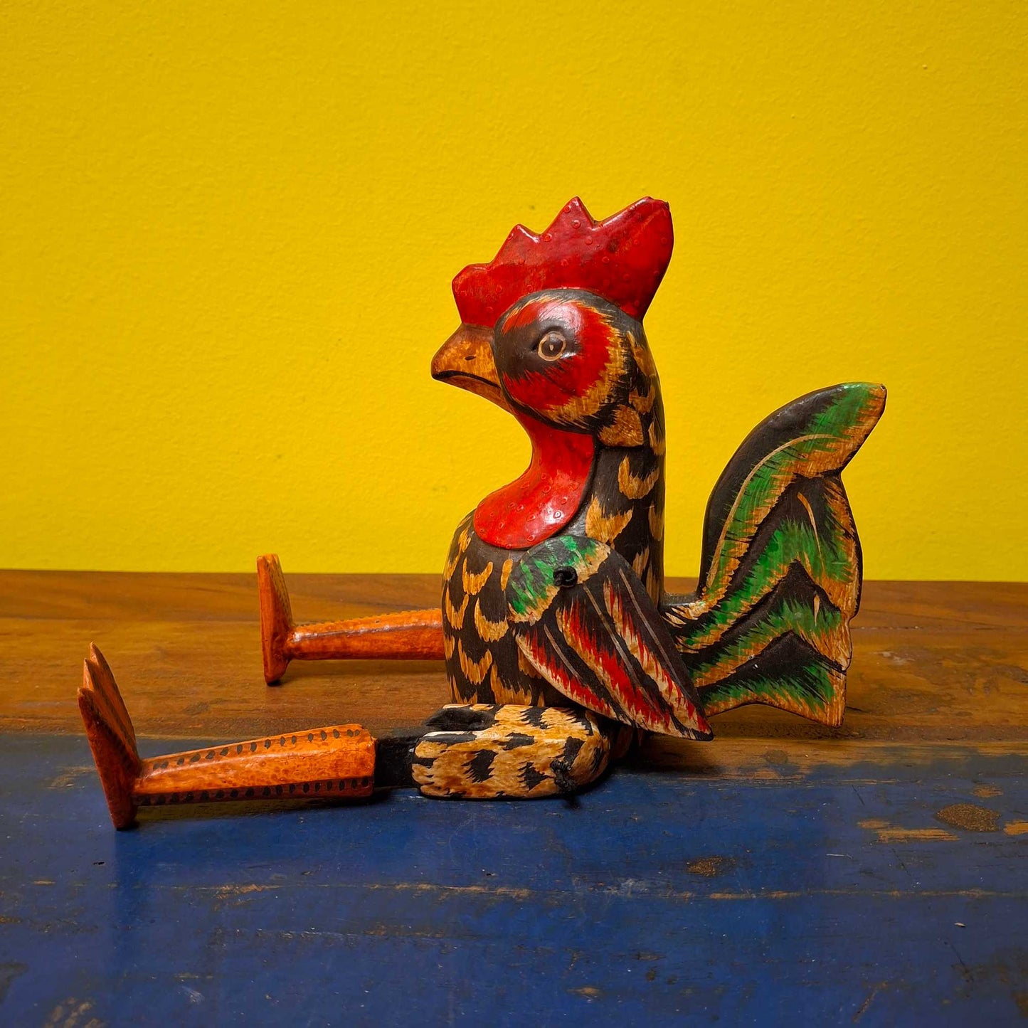 Set of wooden figurines rooster puppet decorative