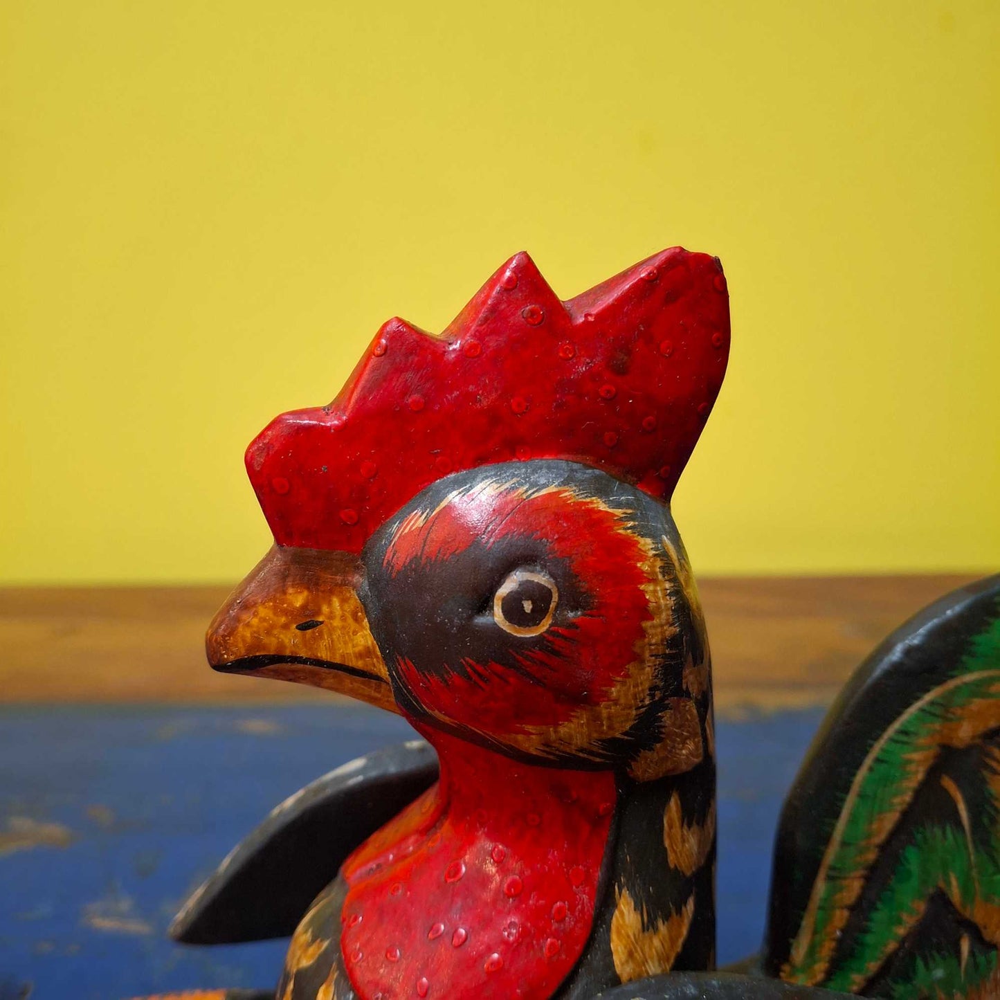 Set of wooden figurines rooster puppet decorative