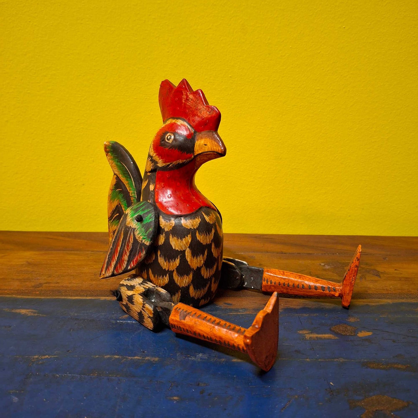 Set of wooden figurines rooster puppet decorative