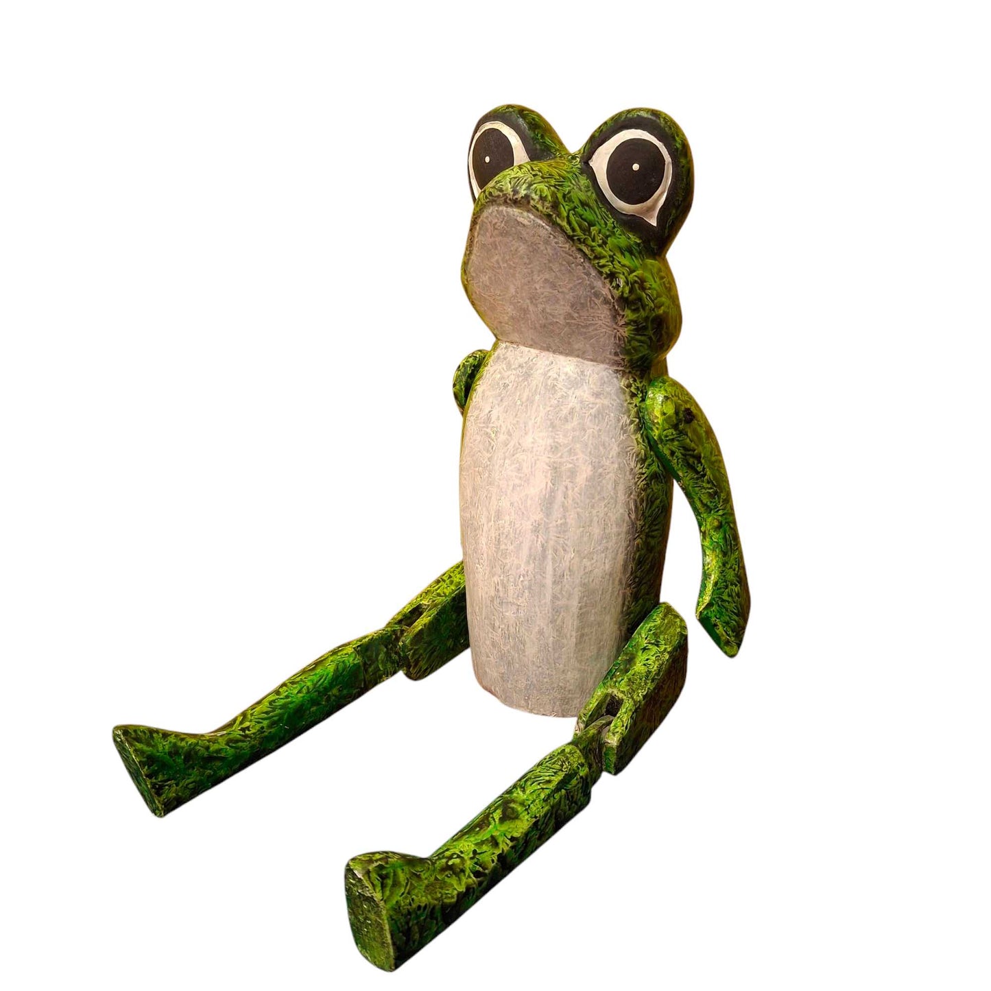 Decorative wooden frog puppet figurine