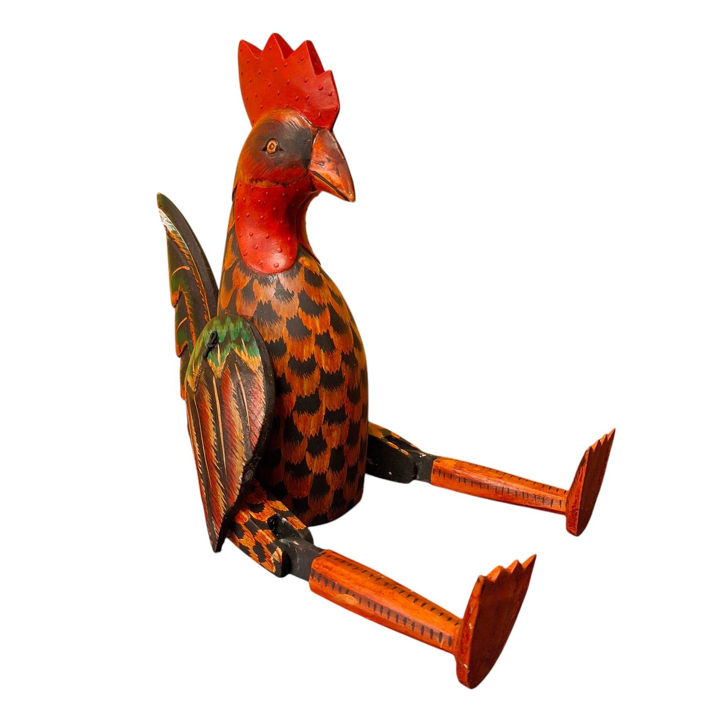 Figurine de coq en bois, marionnette décorative