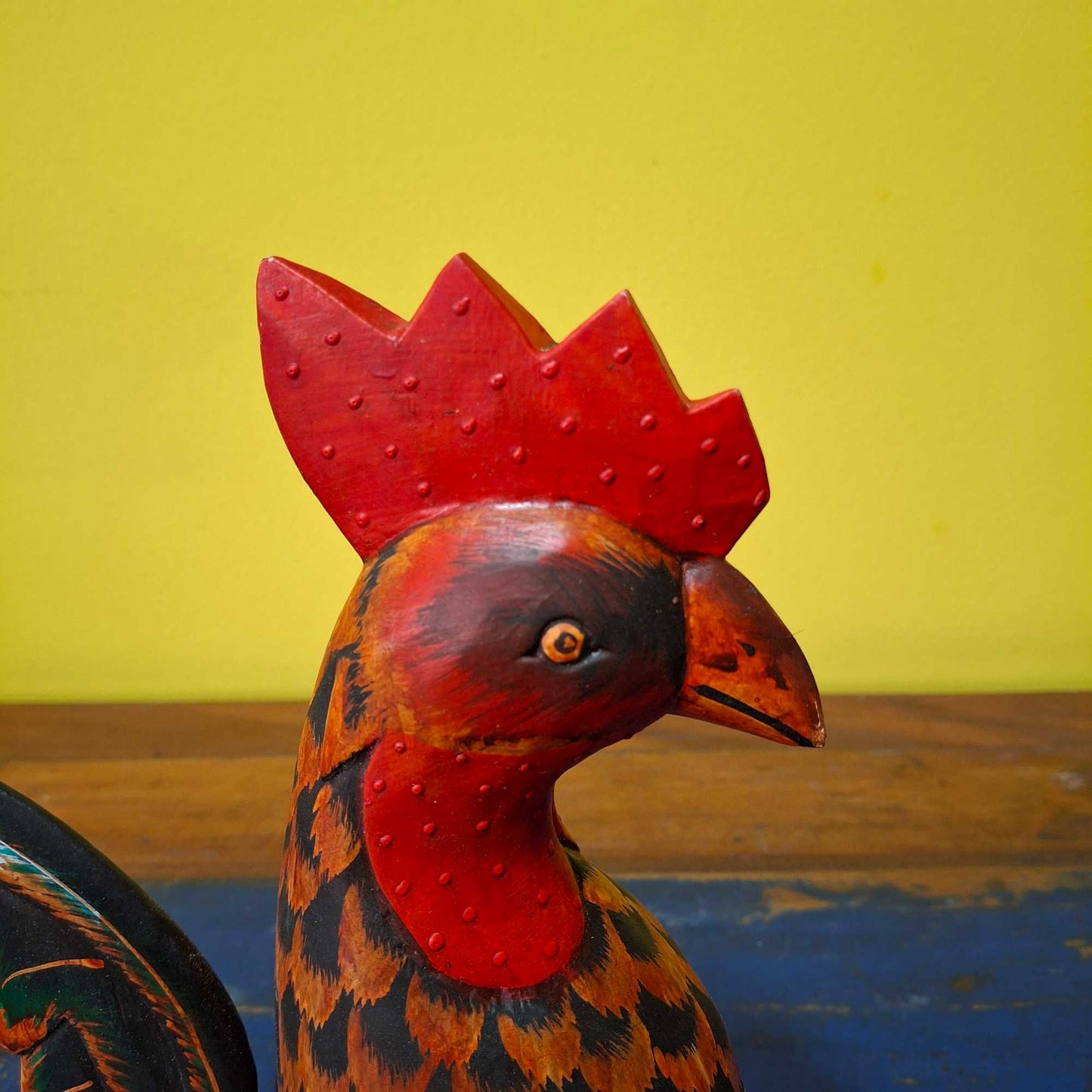 Figurine de coq en bois, marionnette décorative