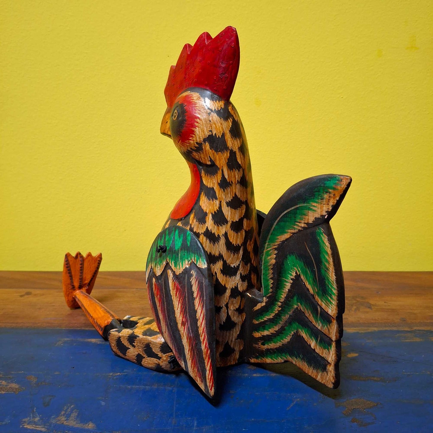 Set of wooden figurines rooster puppet decorative