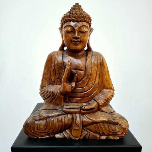 Statuetta legno suar Buddha meditazione