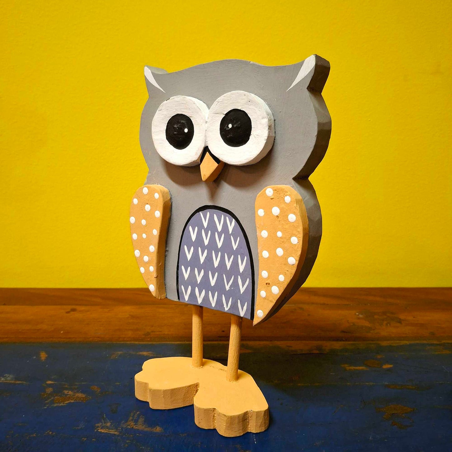 Wooden owl ornament figurine