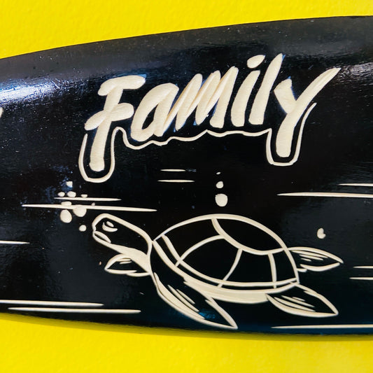 Tavola surf deco tartarughe my family is my life