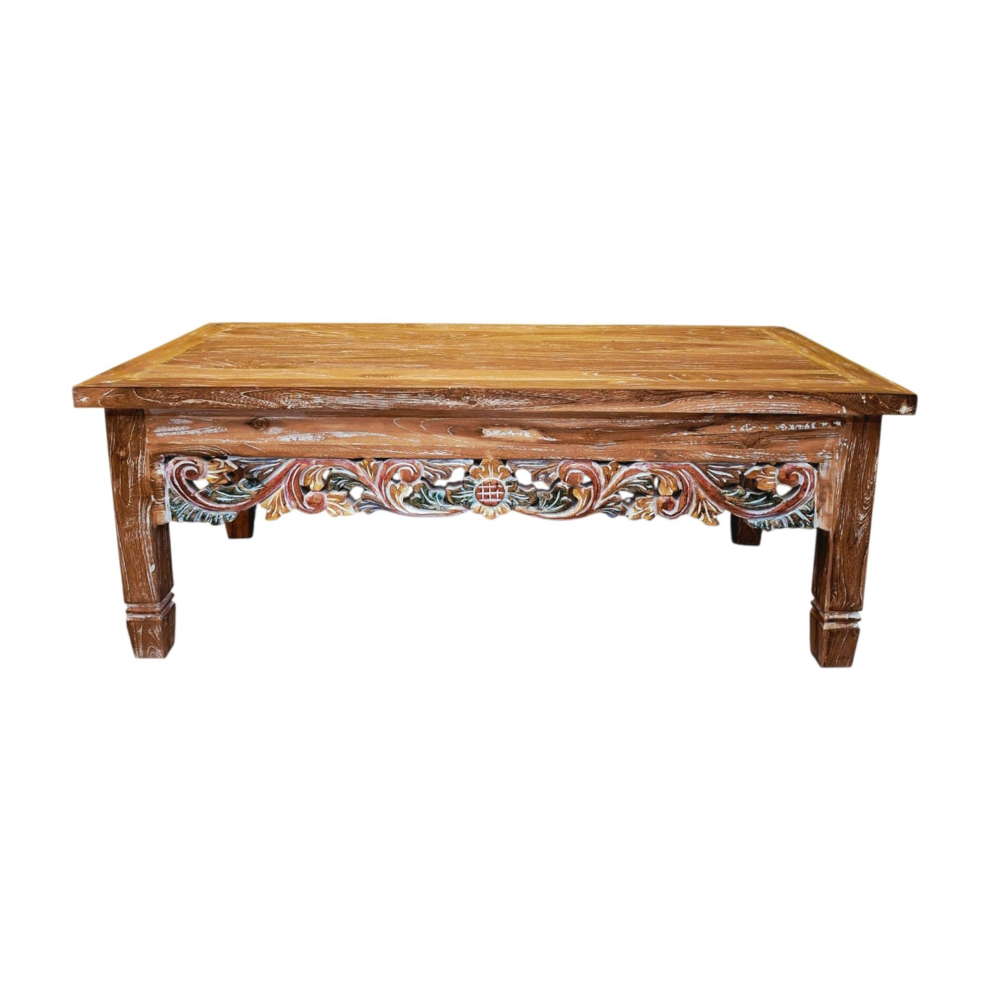 Tavolino etnico da salotto in legno teak shabby chic