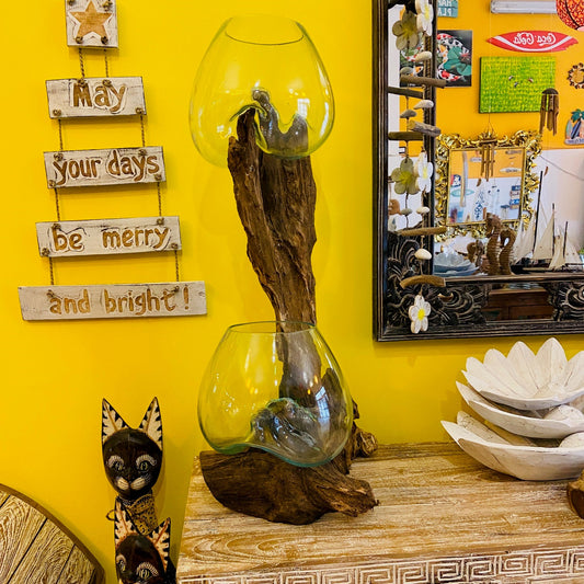 Vaso Vetro Soffiato Radice Acquario Ampolla Art