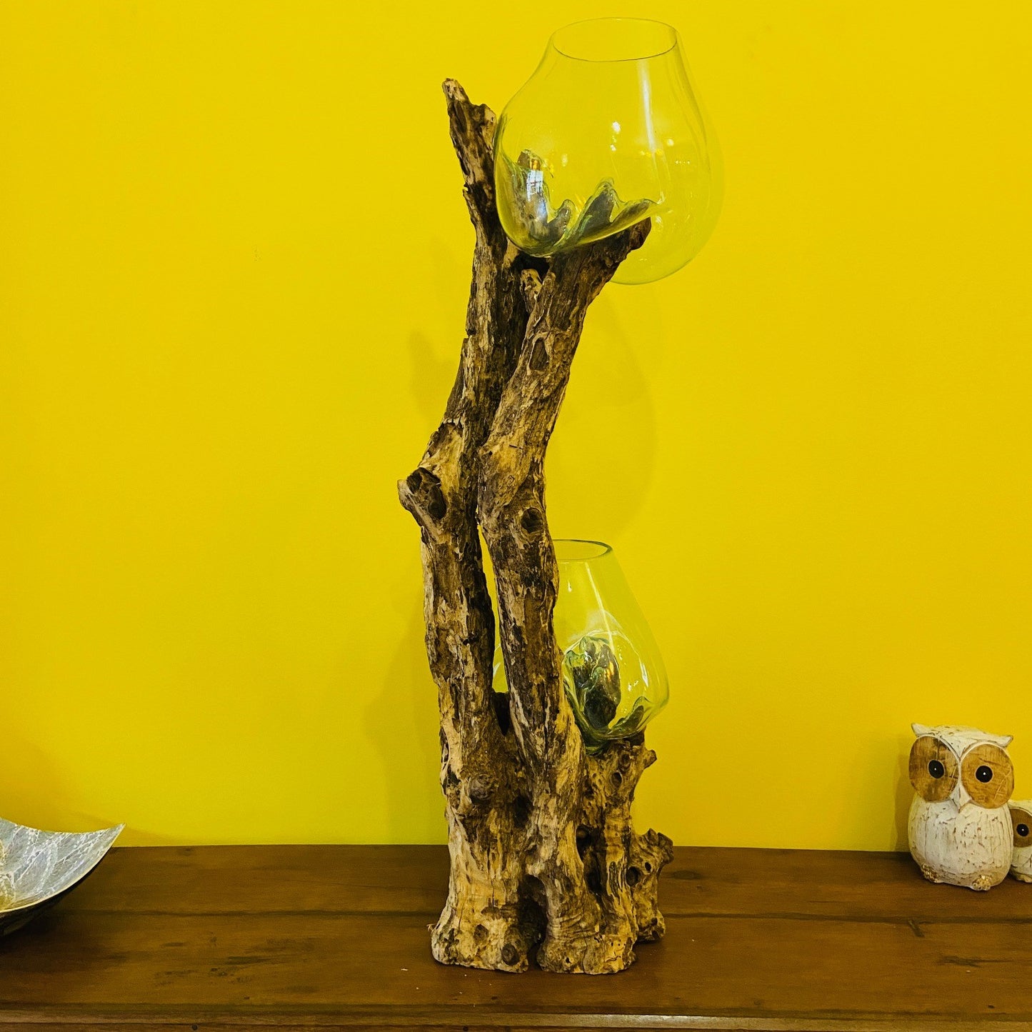 Ethnic vase blown glass on aquarium root