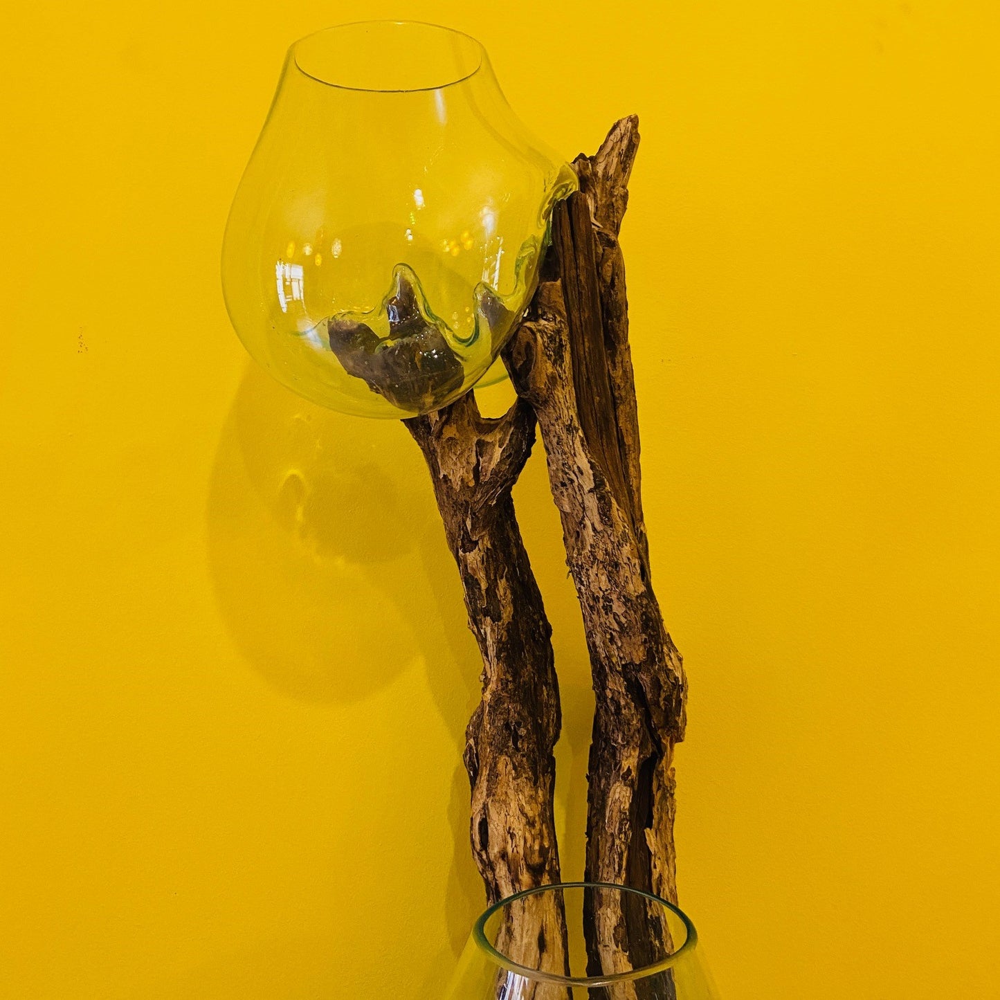 Ethnic vase blown glass on aquarium root