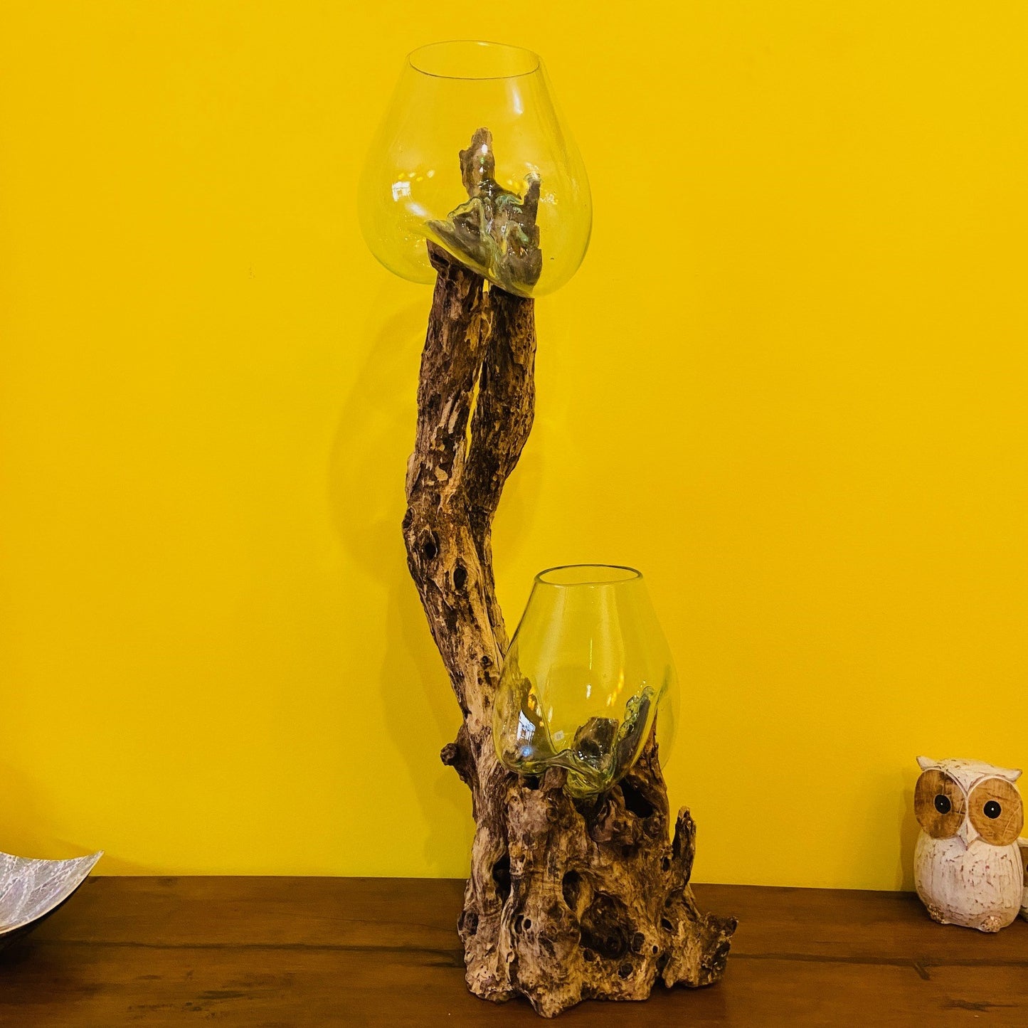 Ethnic vase blown glass on aquarium root