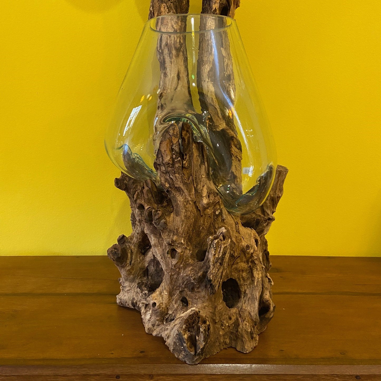 Ethnic vase blown glass on aquarium root