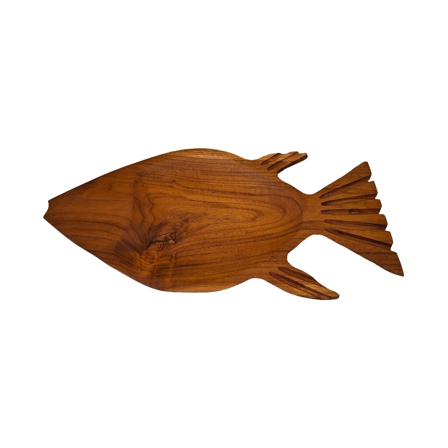 Fish-shaped tray in teak wood