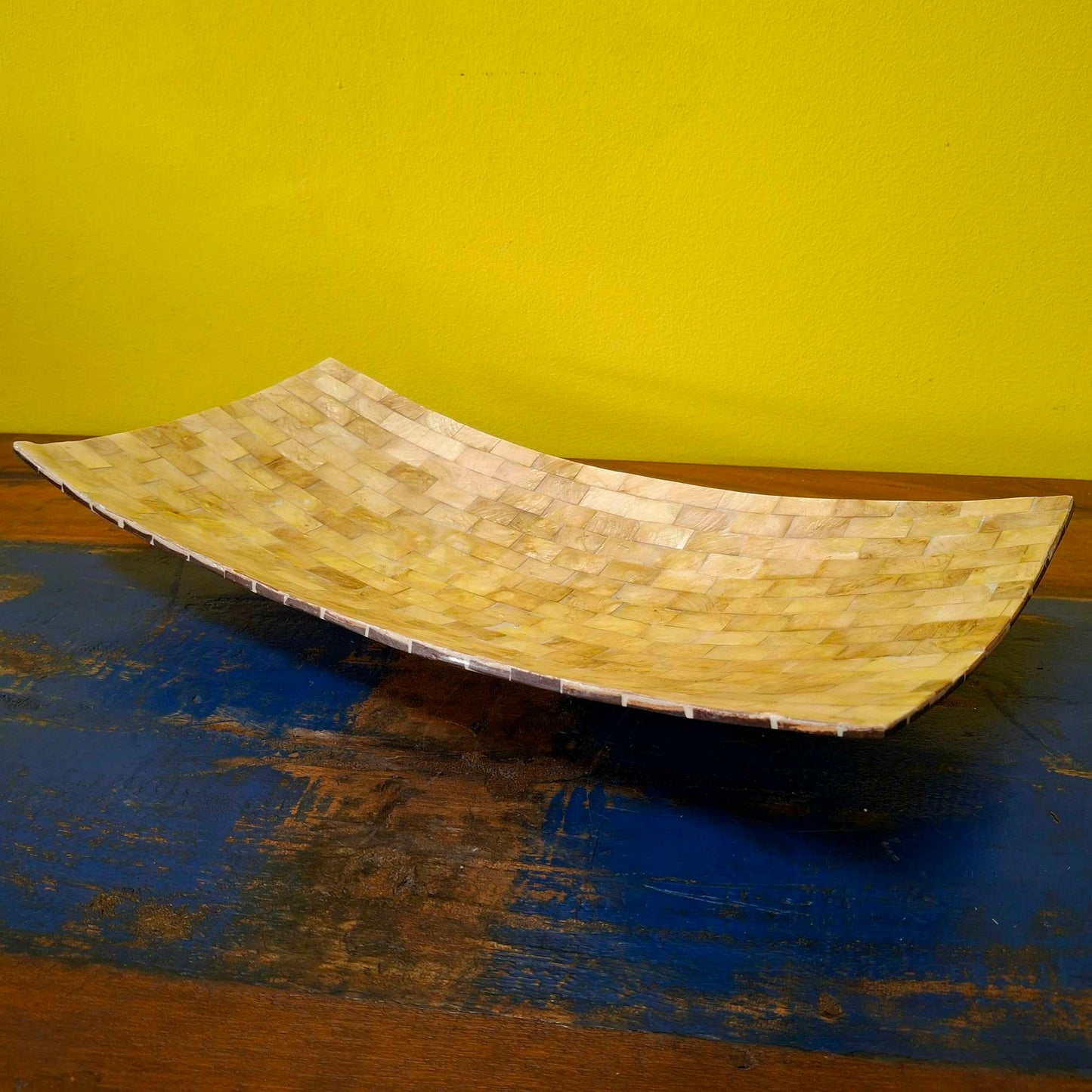 Rectangular mother of pearl centerpiece tray