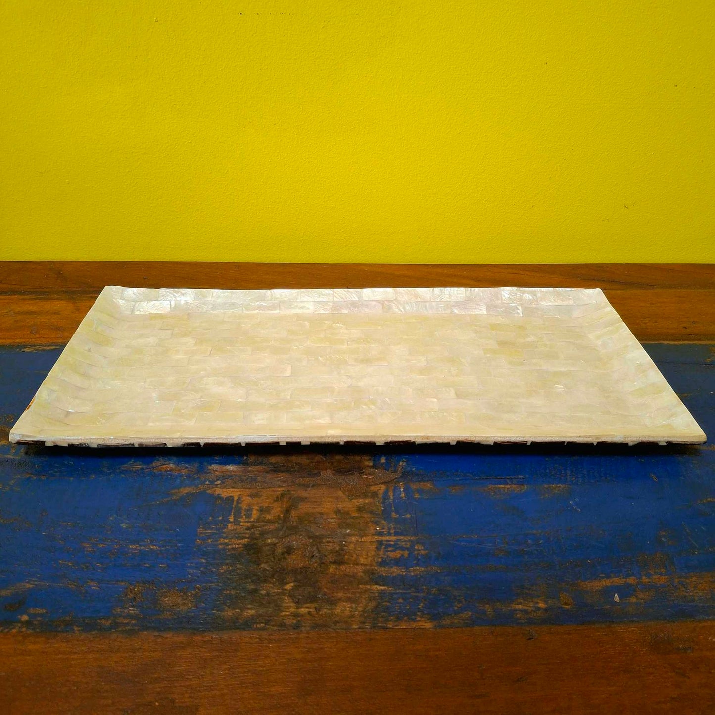 Rectangular tray in silver mother of pearl
