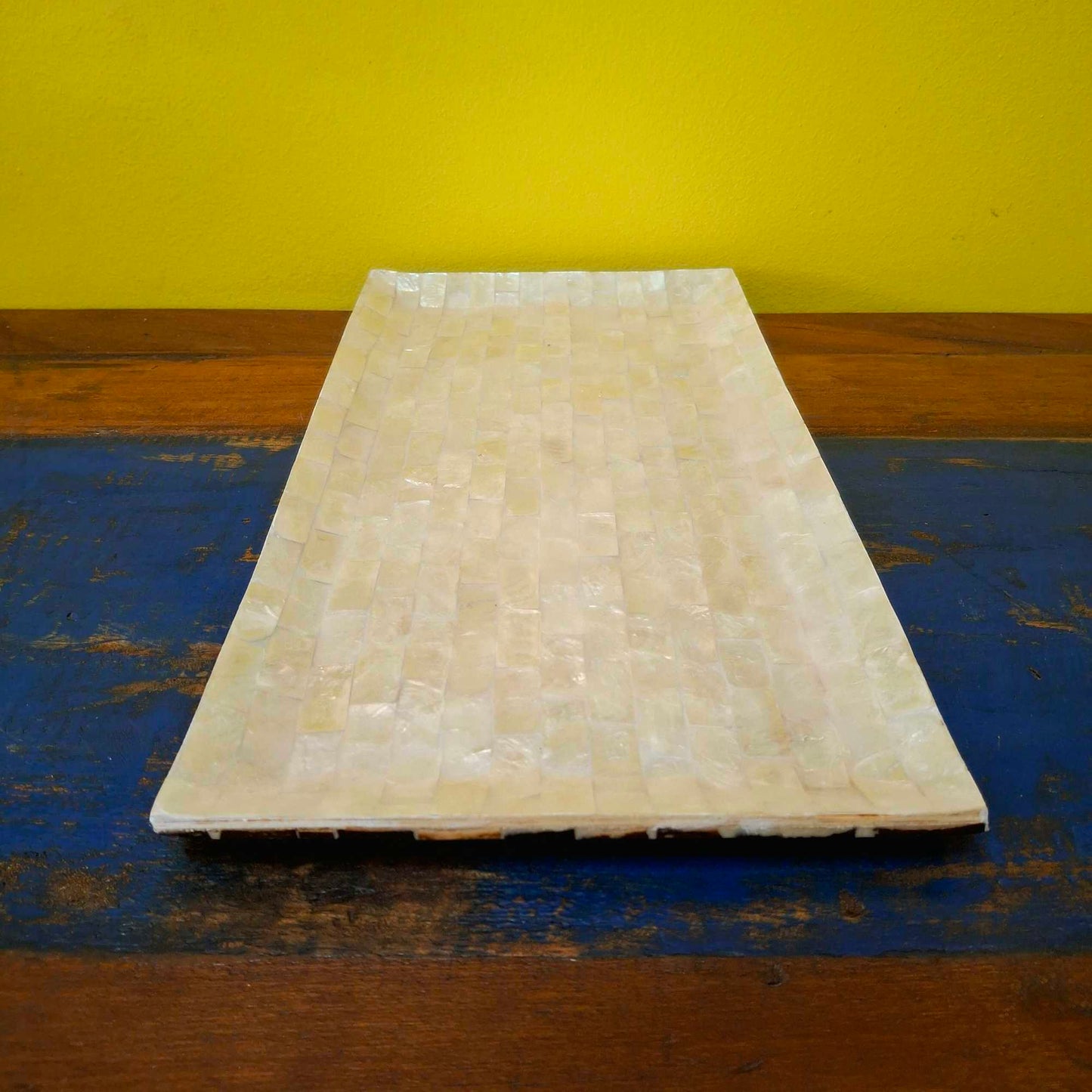 Rectangular tray in silver mother of pearl