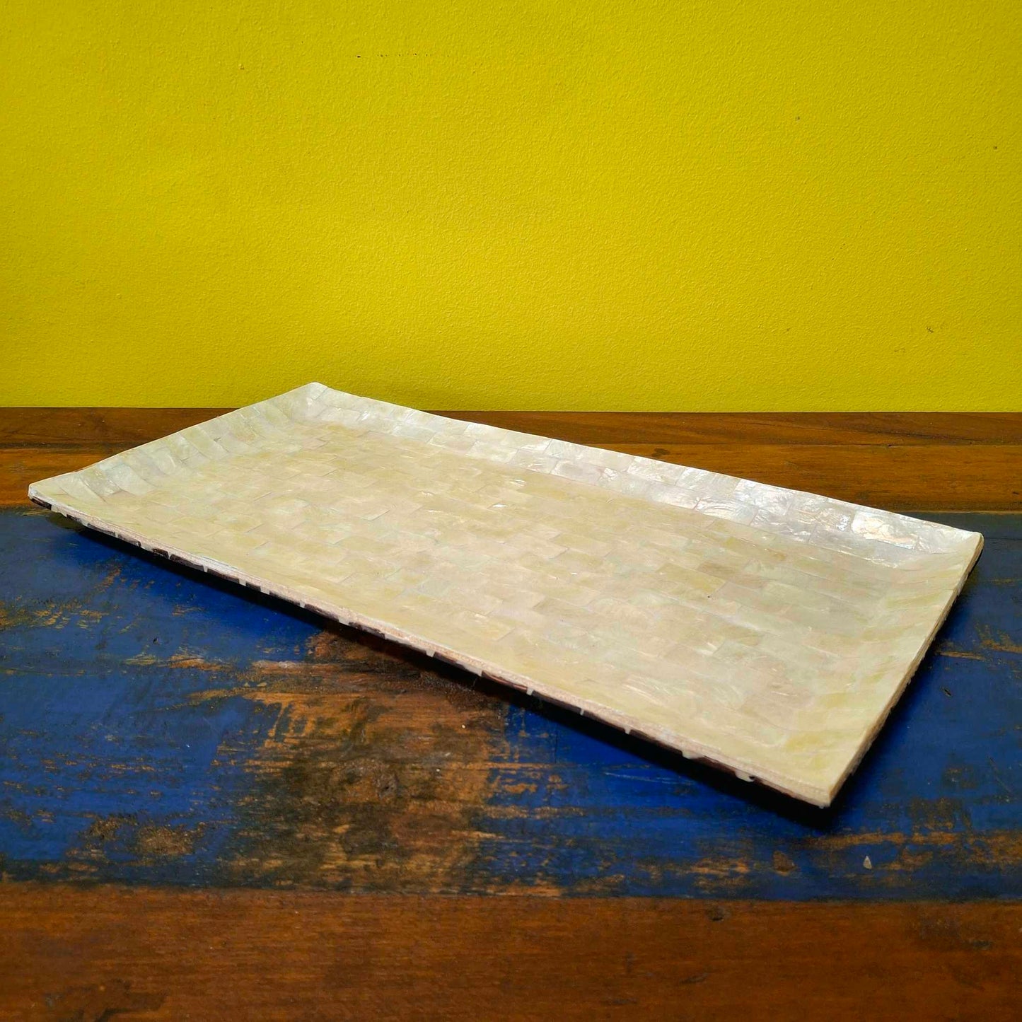 Rectangular tray in silver mother of pearl