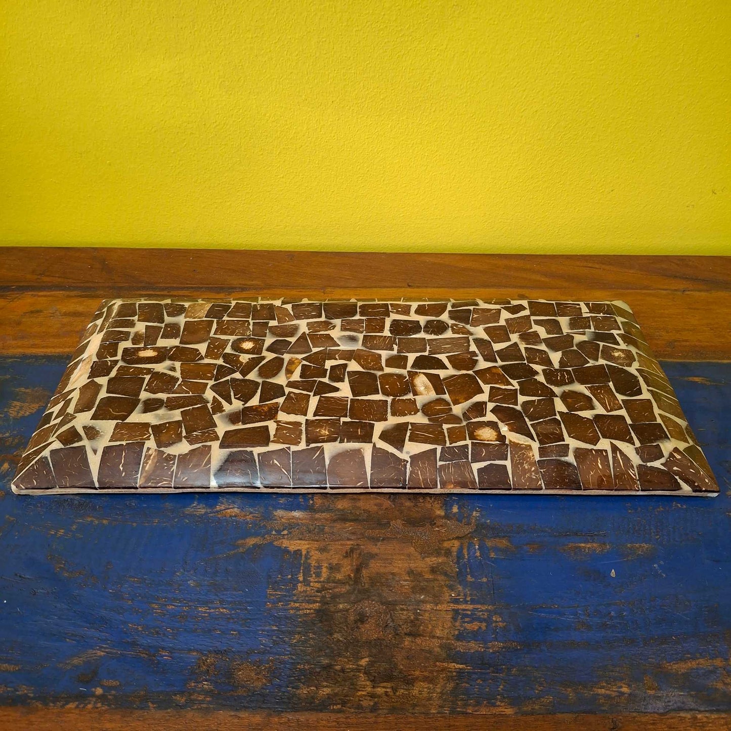 Rectangular tray in silver mother of pearl