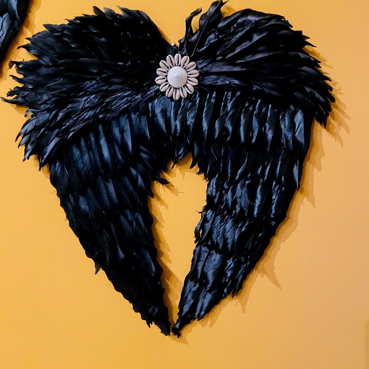 Ailes de démon ou d'ange, plumes, coquillages, décorations