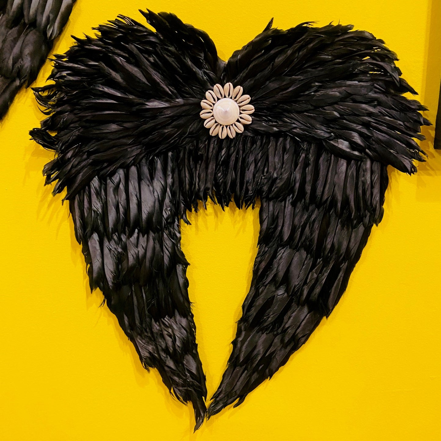 Ailes de démon ou d'ange, plumes, coquillages, décorations