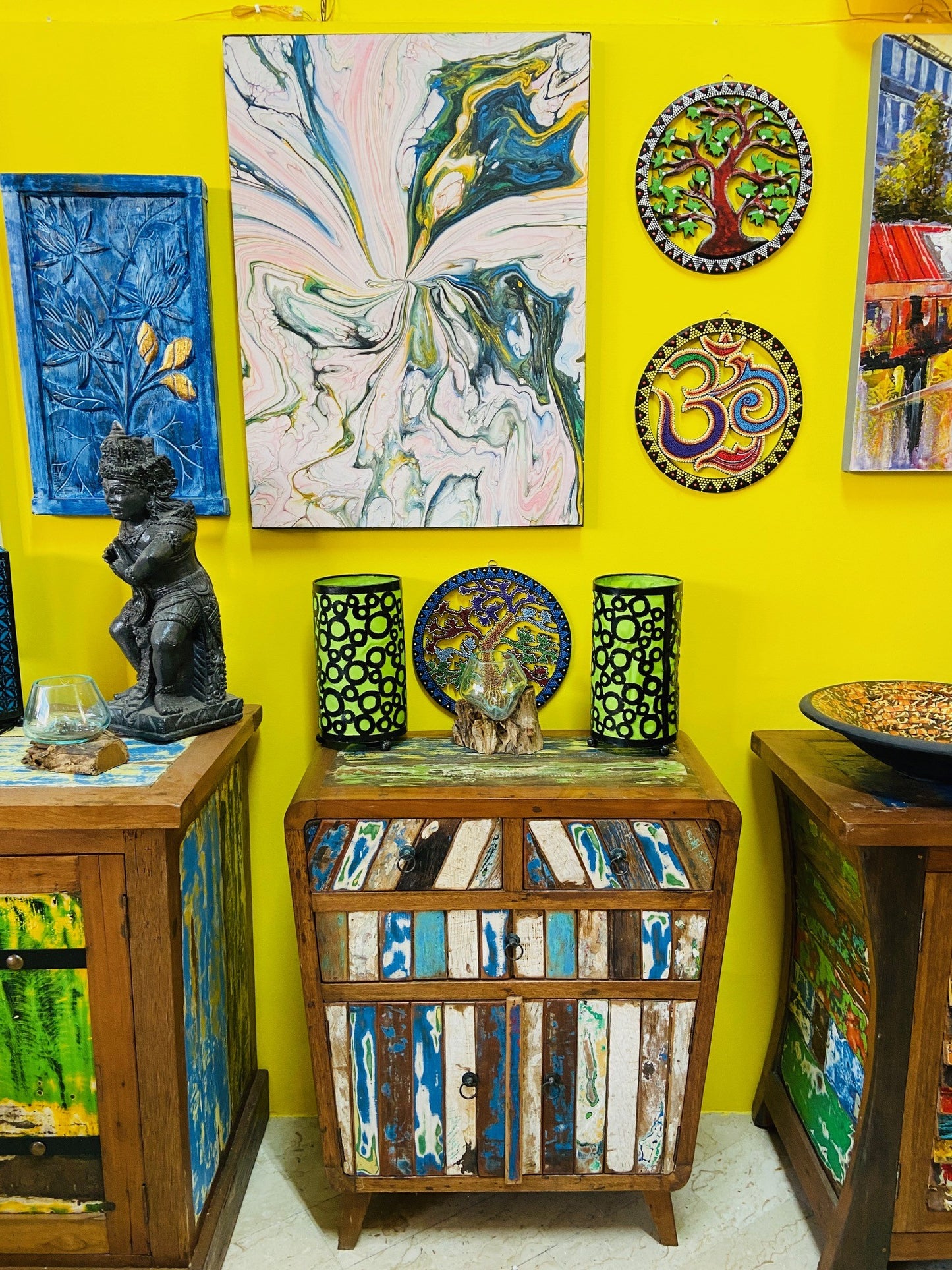 Quadro astratto tela dipinto stile etnico moderno