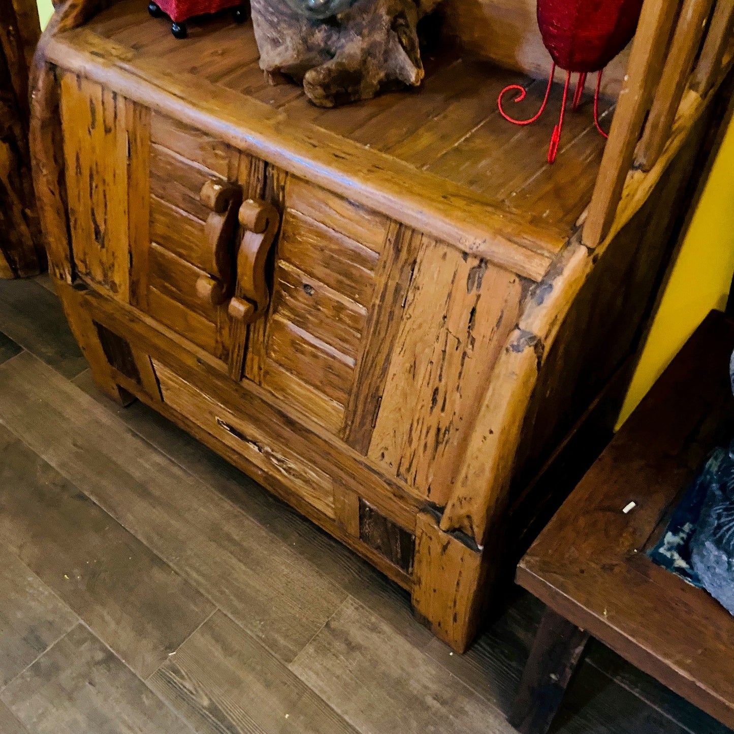 Ethnic sideboard teak wood shabby chic bookcase