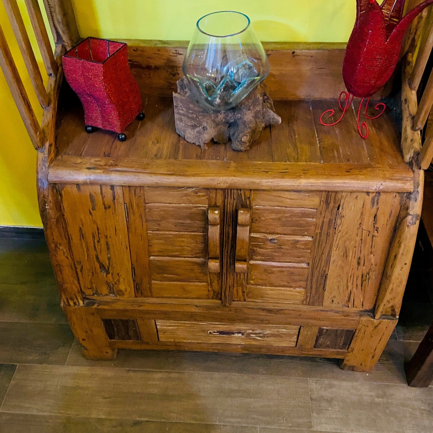 Ethnic sideboard teak wood shabby chic bookcase