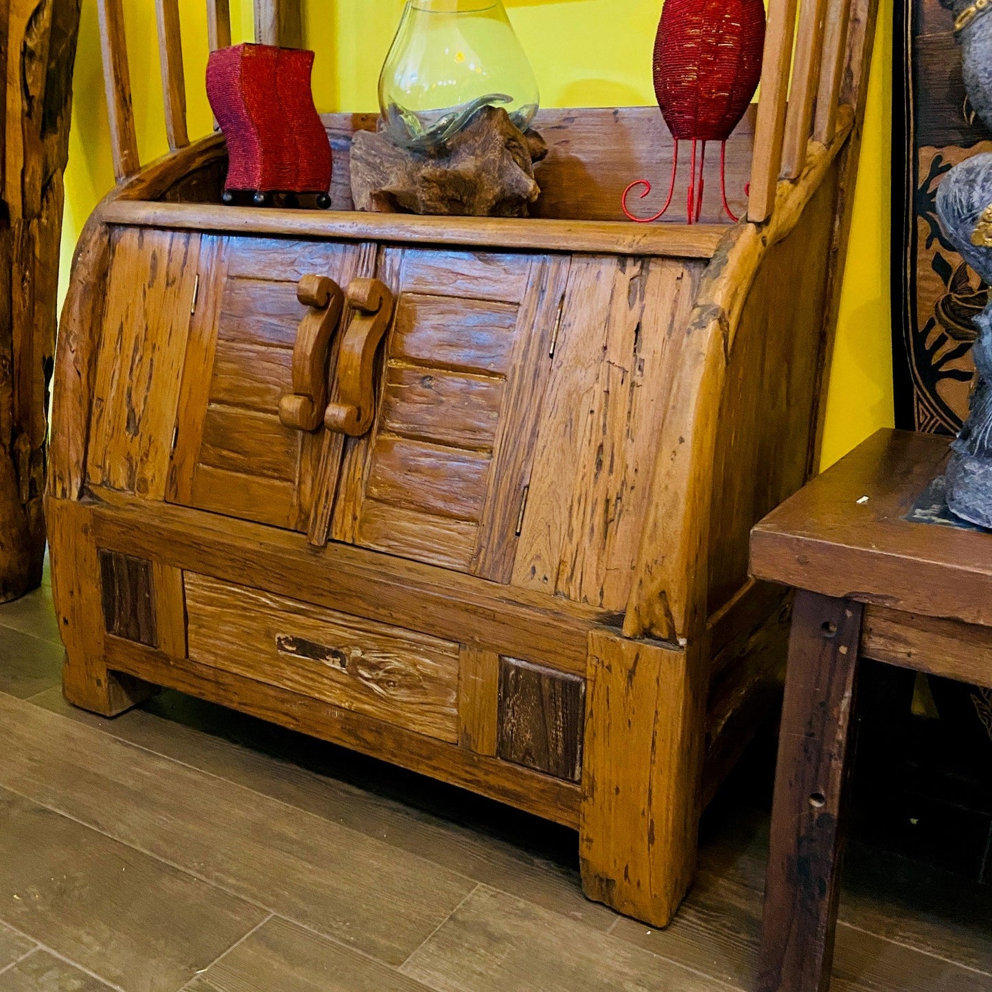 Ethnic sideboard teak wood shabby chic bookcase