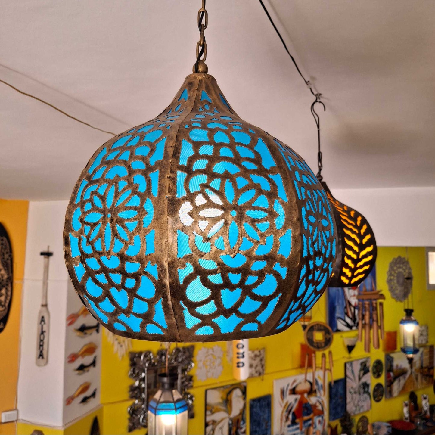 Lustre en fer forgé brodé de style oriental
