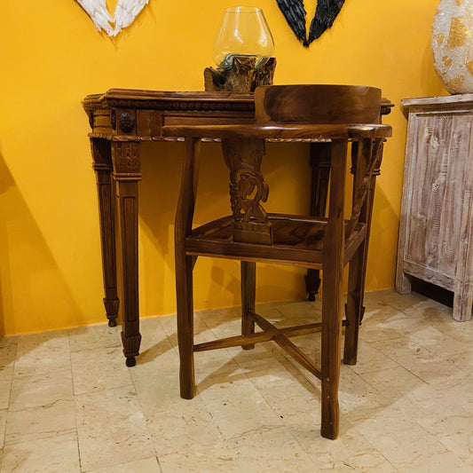 Scrivania Etnica Legno Teak Scrittoio Coloniale