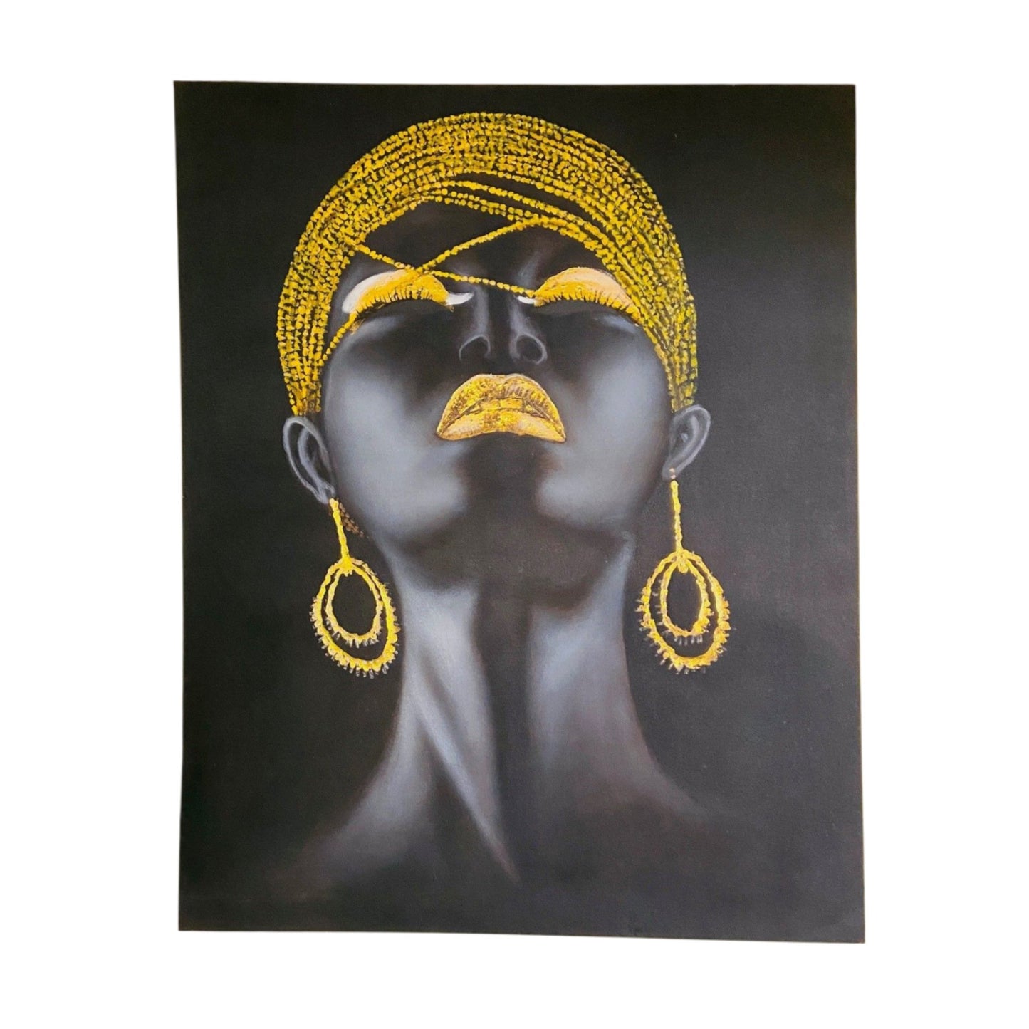 Peinture ethnique Peinture à l'huile sur toile Femme Or