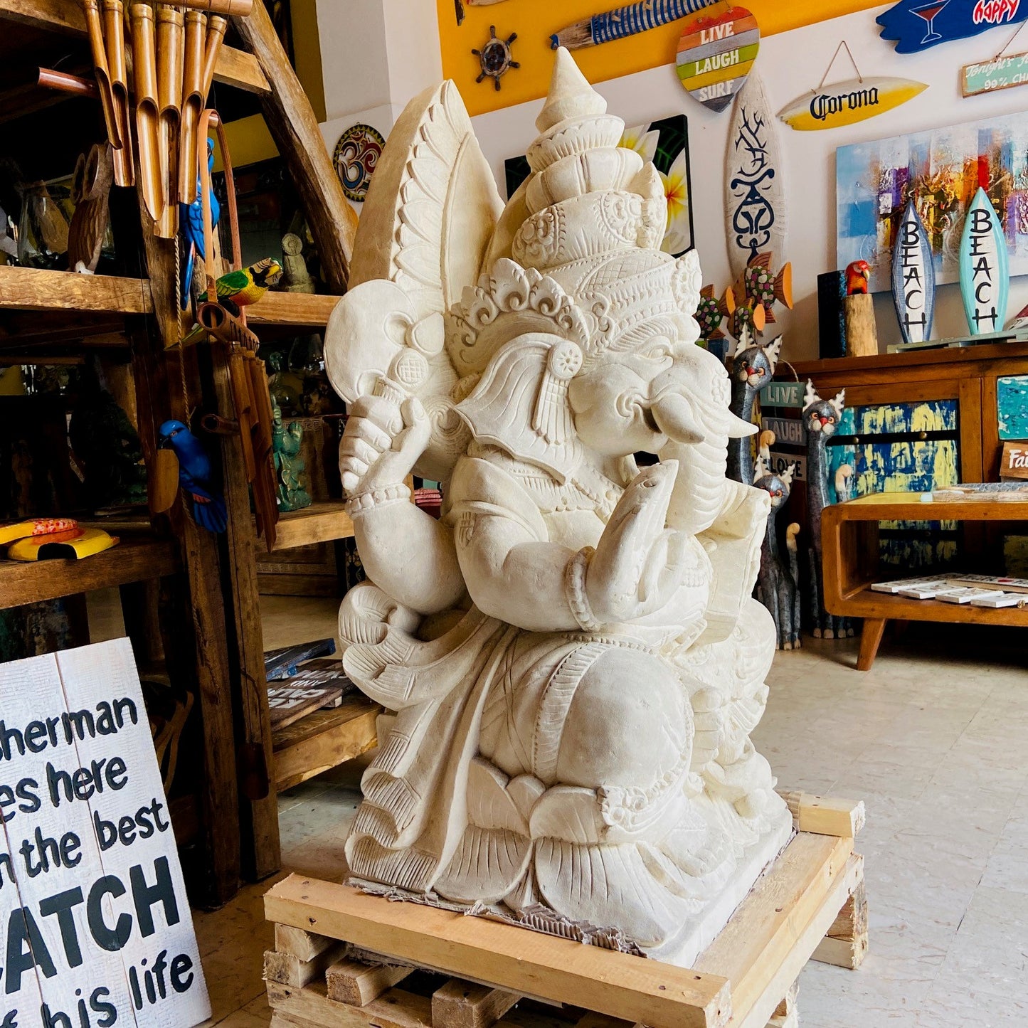 Ganesh Sculpture Living Stone Statue Hindu Deity