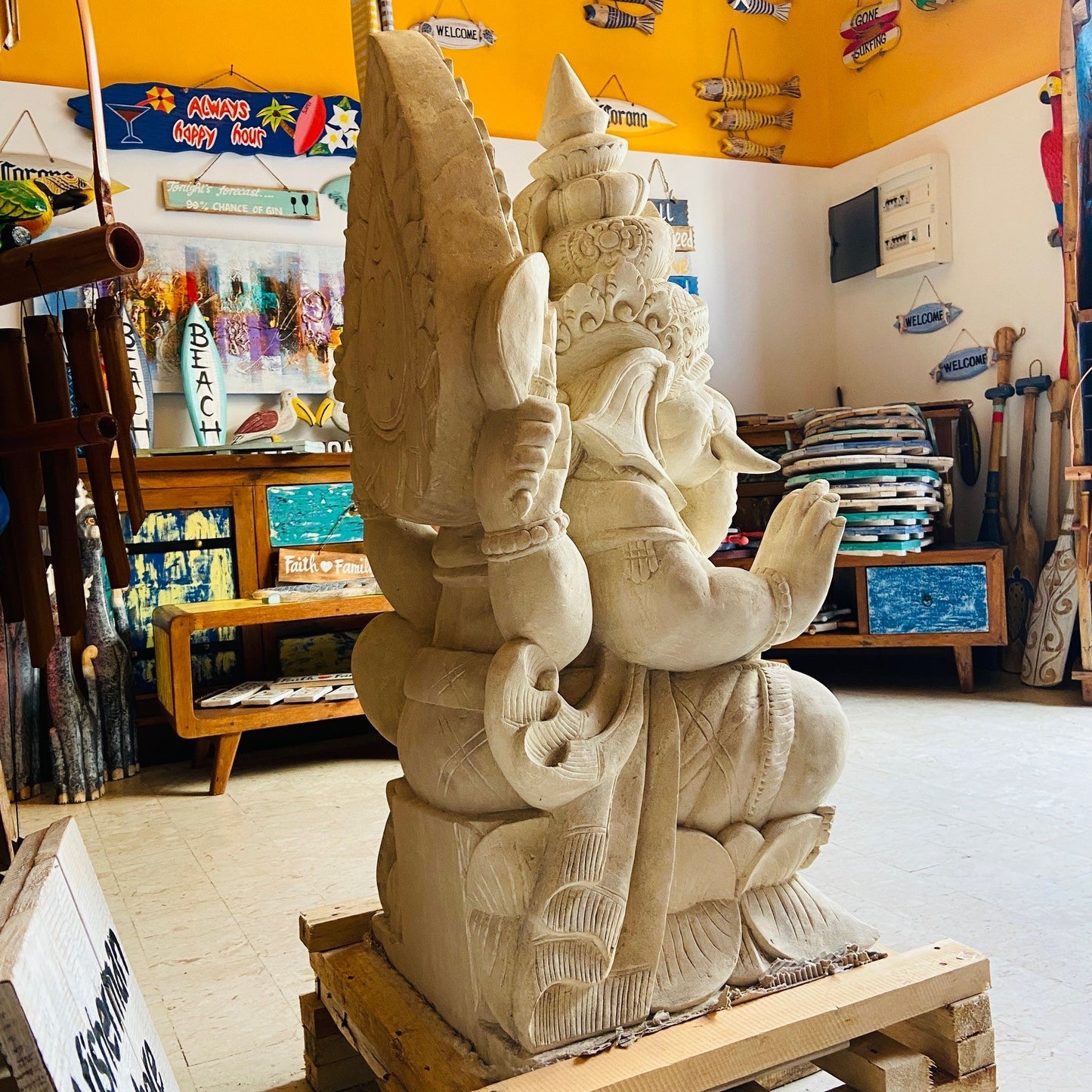 Ganesh Sculpture Living Stone Statue Hindu Deity