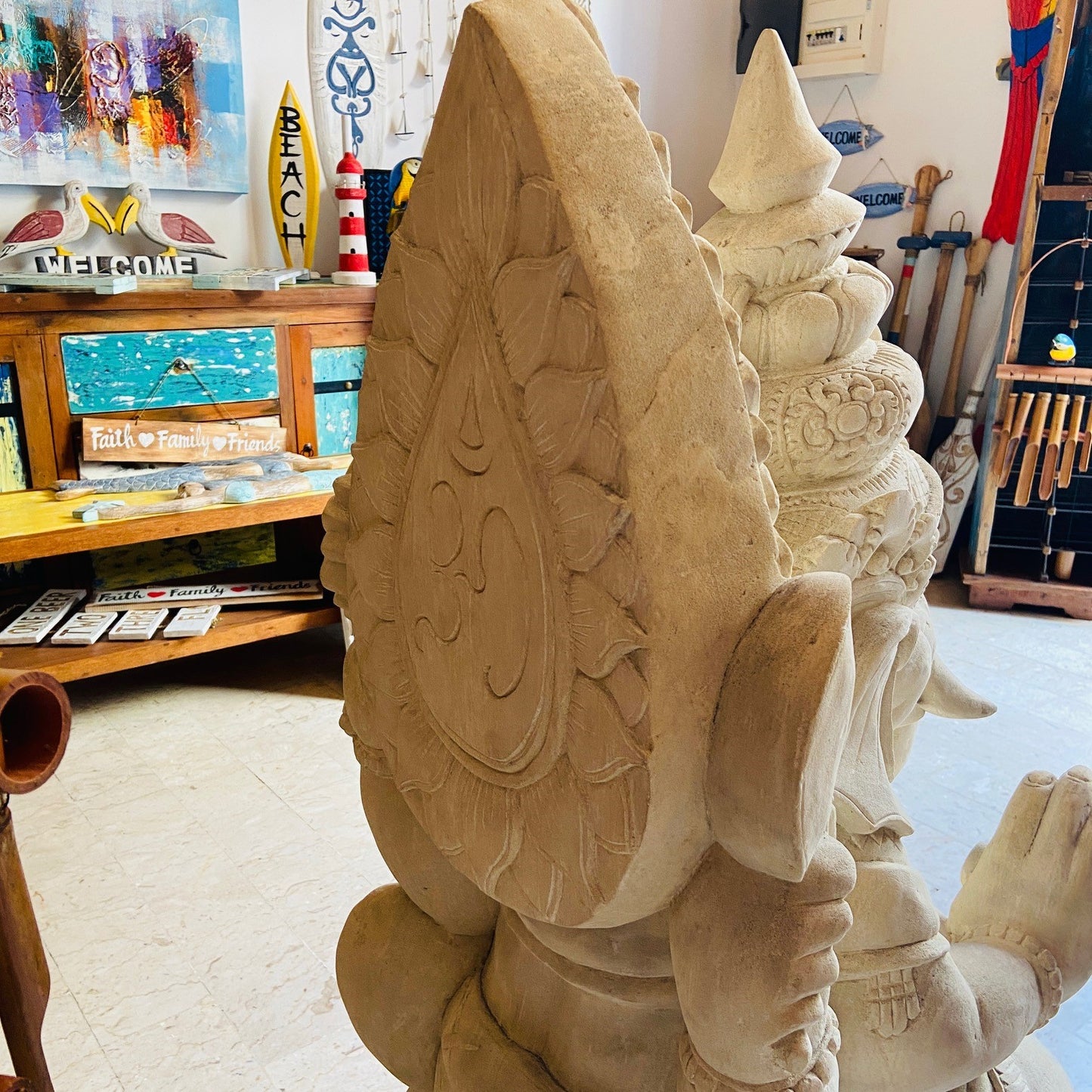 Ganesh Sculpture Living Stone Statue Hindu Deity
