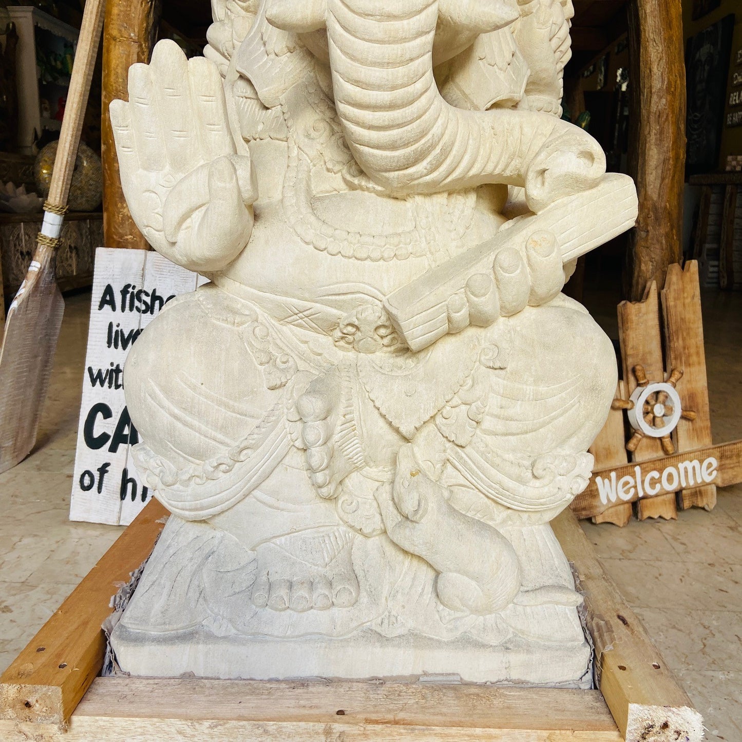 Ganesh Sculpture Living Stone Statue Hindu Deity