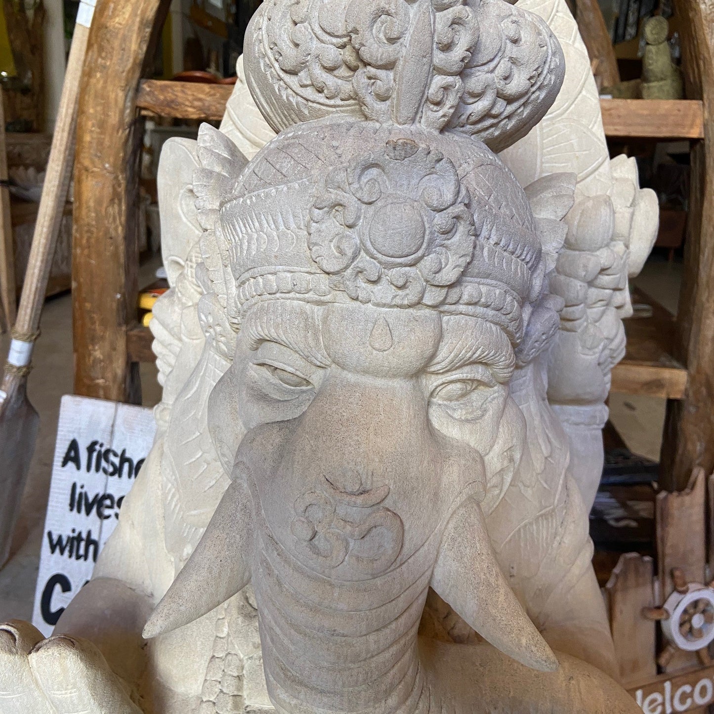 Ganesh Sculpture Living Stone Statue Hindu Deity
