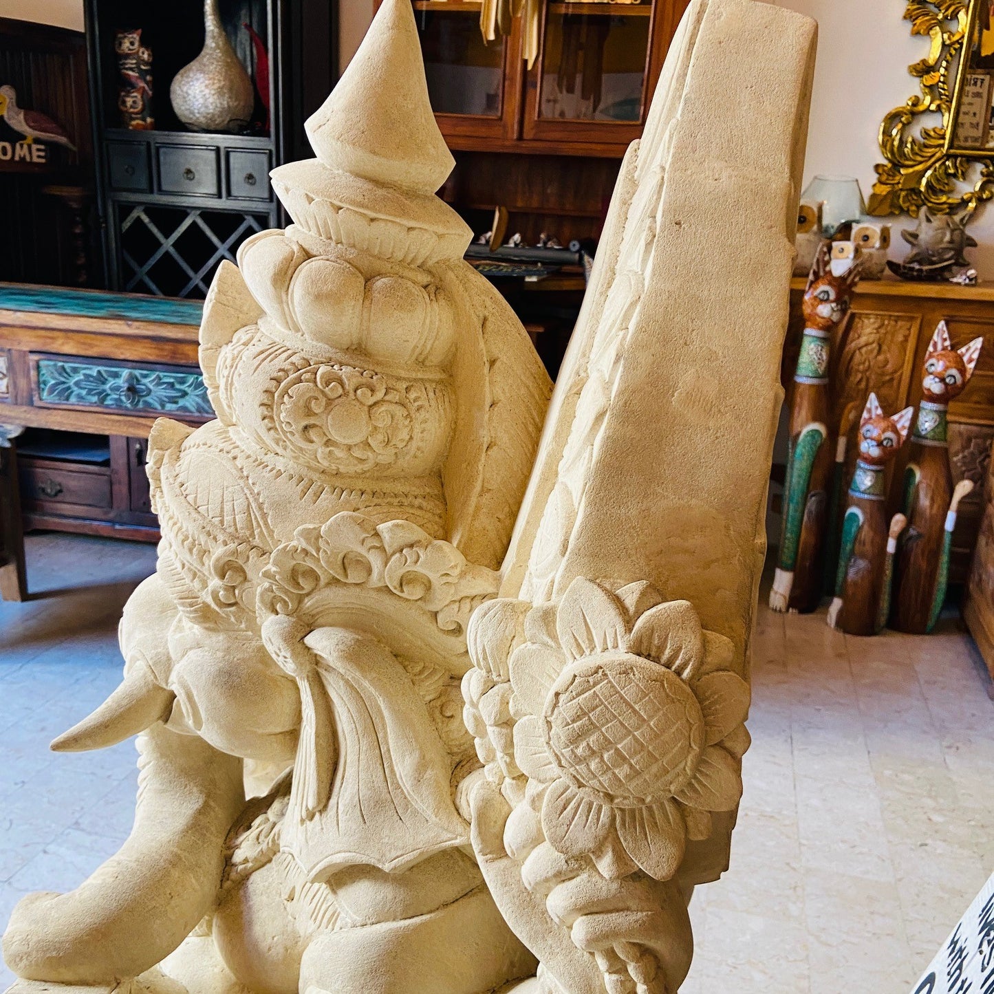 Ganesh Sculpture Living Stone Statue Hindu Deity