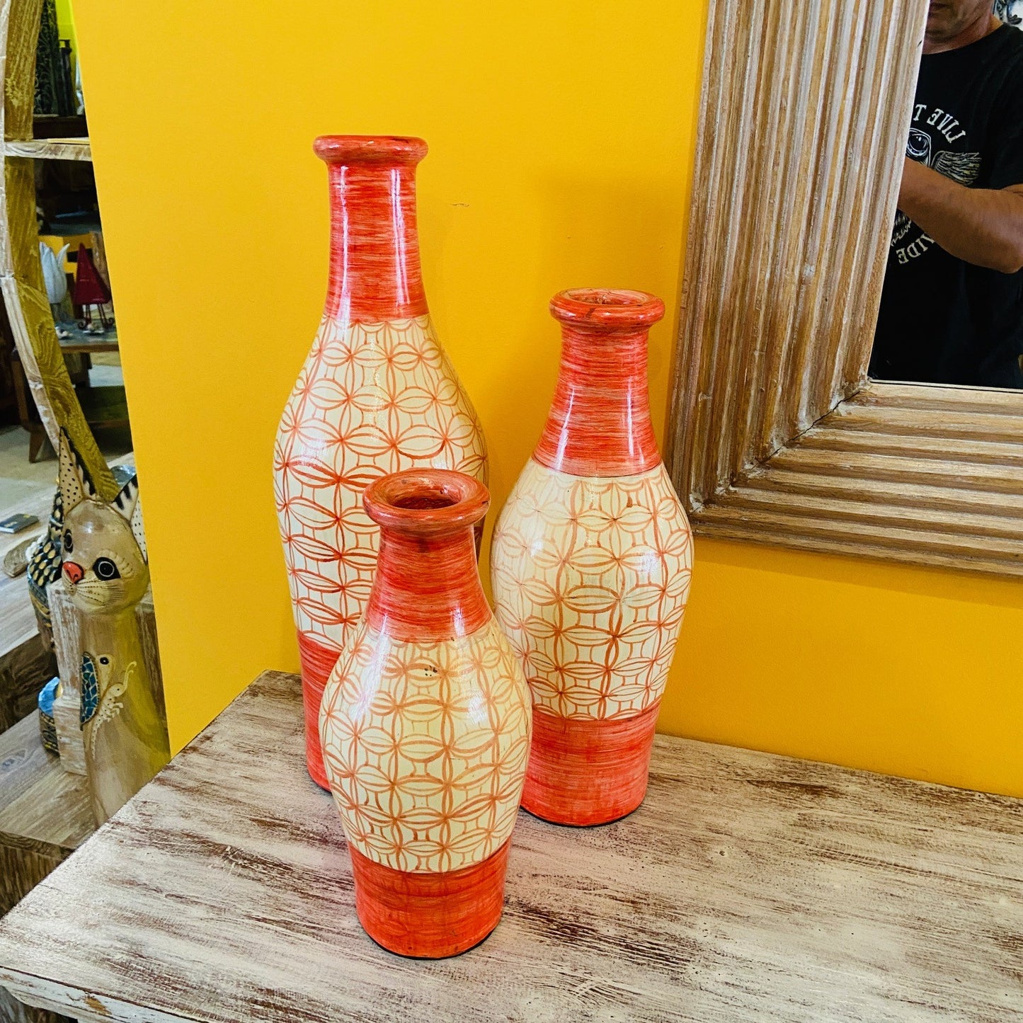 Terracotta Bottle Vases Ethnic Ornaments