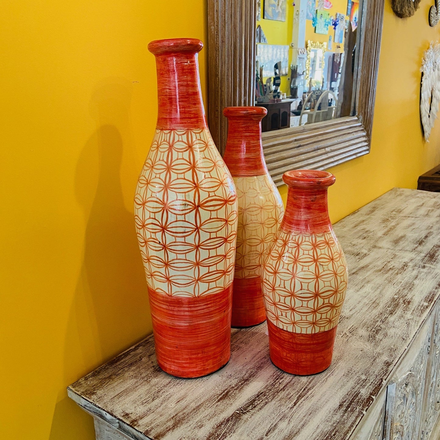 Terracotta Bottle Vases Ethnic Ornaments