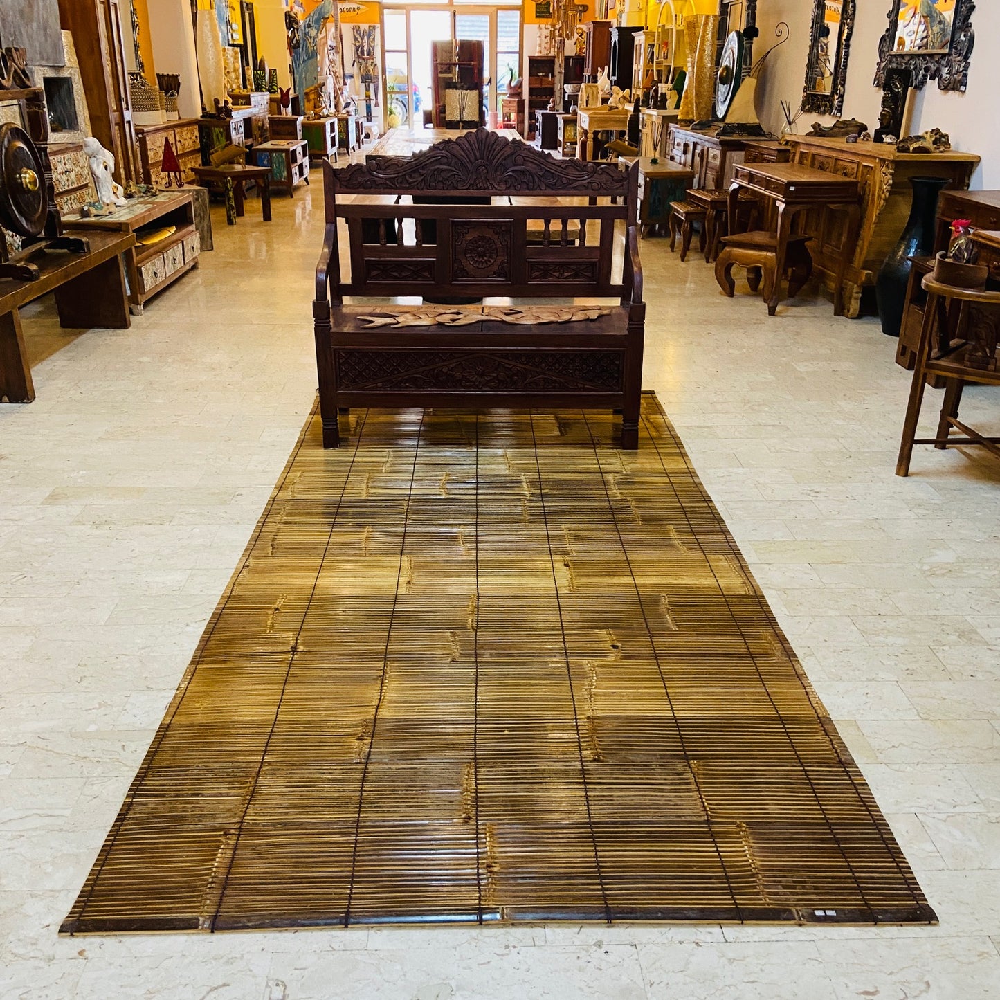 Tapis en bambou, décoration ethnique, séparateur de pièce ou rideau
