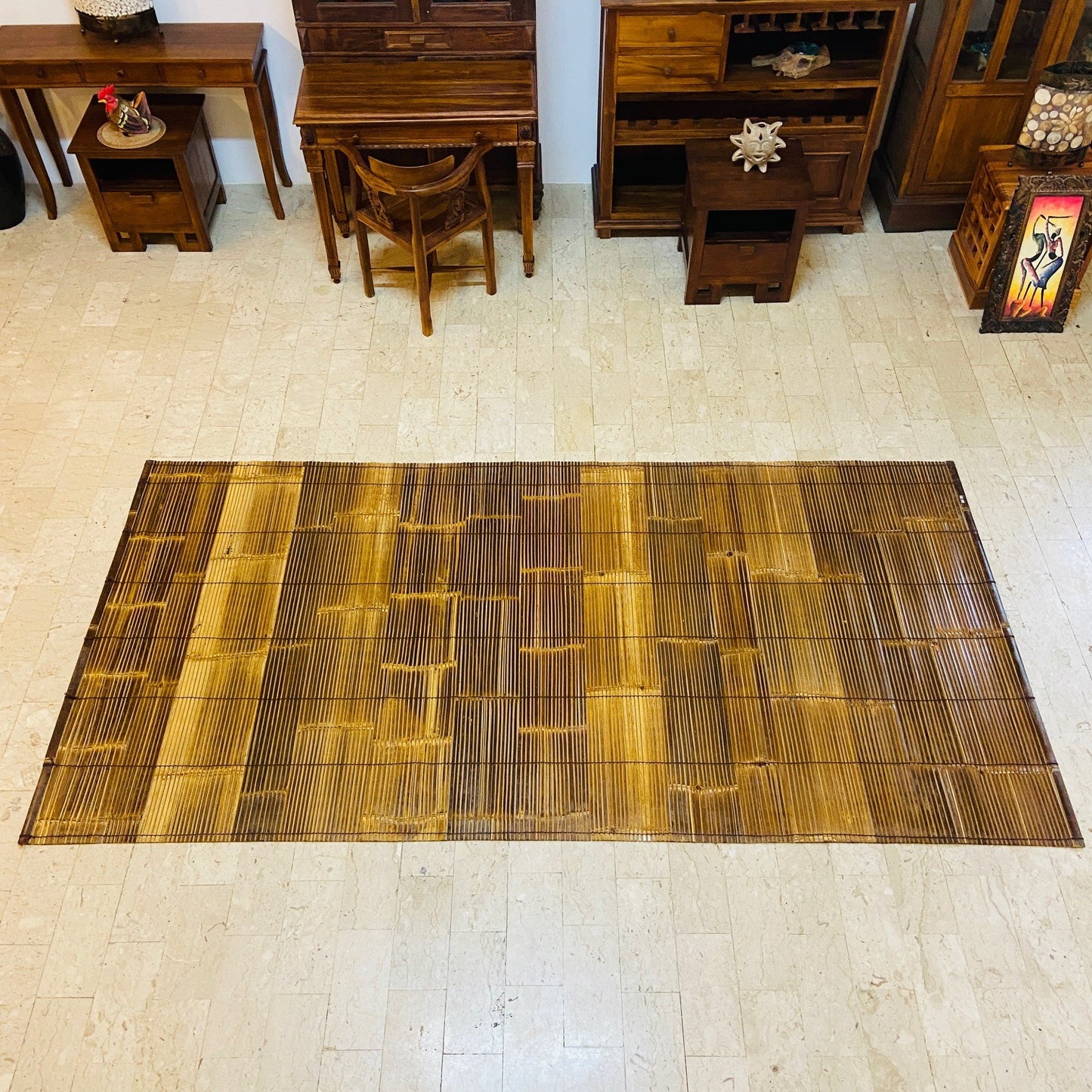 Tapis en bambou, décoration ethnique, séparateur de pièce ou rideau